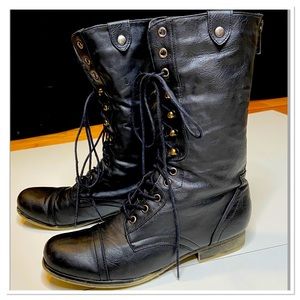 MADDEN GIRL Sz 8.5 Combat Boots Black vegan leather winter fall
